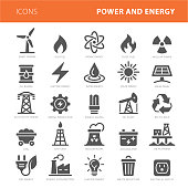 Energy icons grey vector illustration set