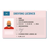 English driving license icon, flat style.