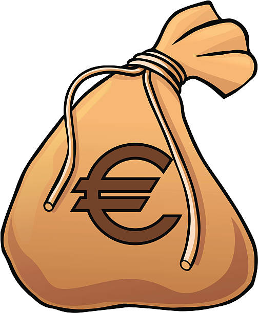 ilustraciones, imágenes clip art, dibujos animados e iconos de stock de euro bolsa de dinero - bolsa de dinero