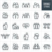Family And Relationships Thin Line Icons - Editable Stroke