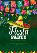 Fiesta mexican party celebration vector poster