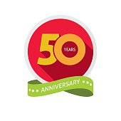 Fiftieth years anniversary logo, 50 year birthday sticker label