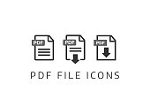 PDF File download icon. Document text, symbol web format information. Document icon set
