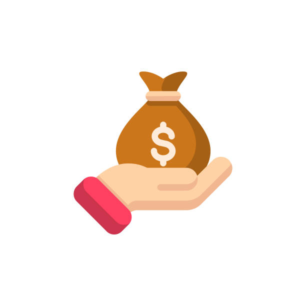 ilustraciones, imágenes clip art, dibujos animados e iconos de stock de ayuda financiera icono plano. pixel perfect. para móvil y web. - bolsa de dinero