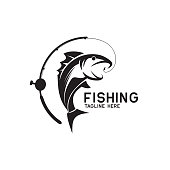 fishing icon isolated on white background, vector illustration
