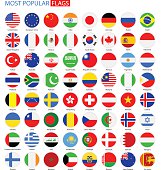 Flat Round Most Popular Flags - Vector Collection