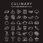Food and cooking line icons. Vector set.