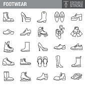 Footwear Editable Stroke Icon Set