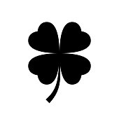 Four leaf clover icon. Black, minimalist icon isolated on white background.