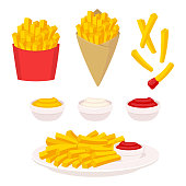 French fries illustration set