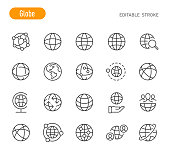 Globe Icons - Line Series - Editable Stroke