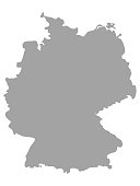 Gray map of Germany on white background