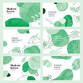 Green Abstract Backgrounds With Leaves