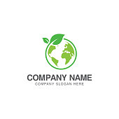 Green world logo or icon design template