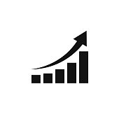 Growing graph icon, vector isolated flat style symbol