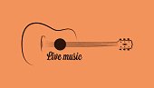 Guitar  of live music on yellow background