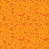 Halloween orange festive seamless pattern.
