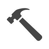 Hammer Icon in trendy flat style isolated on white background, for your web site design, app, logo, UI. Vector illustration.