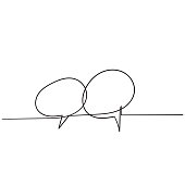 handdrawn bubble speech illustration with one single line style