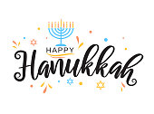 Hanukkah greeting card with menorah. Vector