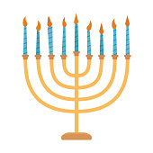Hanukkah holiday Menora flat design icon