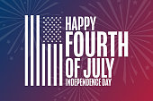 Happy Independence Day. 4th of July. Holiday concept. Template for background, banner, card, poster with text inscription. Vector EPS10 illustration.