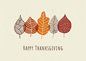 Happy Thanksgiving card with autumn leaves.