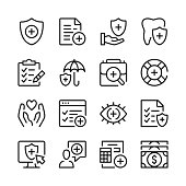 Health insurance line icons set. Modern graphic design concepts, simple outline elements collection. Vector line icons
