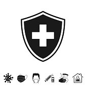 Health protection shield. Icon for design on white background