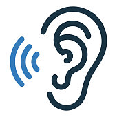 Hearing, ear icon, vector graphics