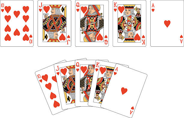 heart suit two royal flush playing cards - poker stock illustrations