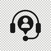 Helpdesk icon in flat style. Headphone vector illustration on white isolated background. Chat operator business concept.