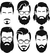 Hipsters men faces collection.