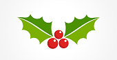 Holly berry Christmas icon. Element for design