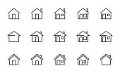 Home icons set outline style