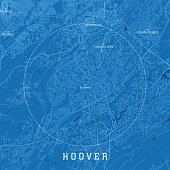 Hoover AL City Vector Road Map Blue Text