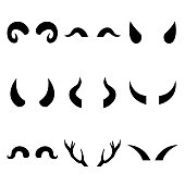 Horns set icon, logo isolated on white background