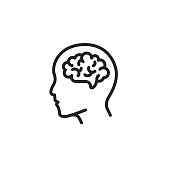 Human Brain Outline Icon Editable Stroke