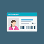 Icon driver's license in flat style, identity card. ID card, identification card, identity verification, person data
