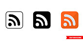 RSS icon of 3 types. Isolated vector sign symbol