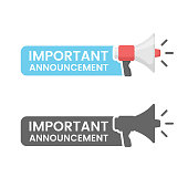 Important Announcement Flat Design on White Background.