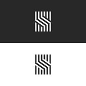 Initial S letter monogram linear pattern, black and white parallel lines creative geometric shape, simple minimal stylish identity mark