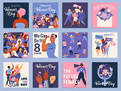 International Women's Day set. Vector templates for card, poster, flyer and other users.