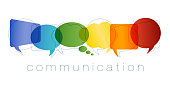 Isolated Speech bubble with rainbow colors. Communication and network concept. Text communication. Online community. Friends chatting. Contacts and online marketing. Vector