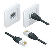 Isometric LAN cable network internet