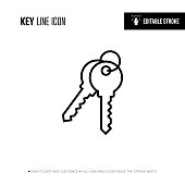 Key Line Icon - Editable Stroke