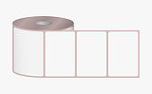 Label sticker roll. Blank adhesive labels 3 x 2 inches dimensions on bobbin
