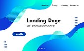 Landing page template. Vector abstract liquid fluid blue trendy background. Corporate business website header