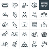 Law, Crime and Justice Thin Line Icons - Editable Stroke