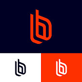 B letters on different backgrounds. Double b monogram consist of red elements.